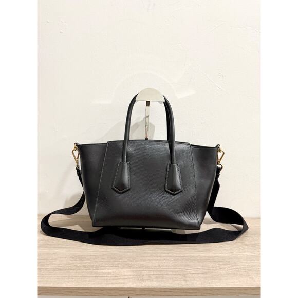 Prada Triangle Leather Medium Tote Shopper Handbag with Shoulder Strap Black - Picture 6 of 16